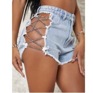 Shein Jean Lace up Shorts Size 27/ Never Worn